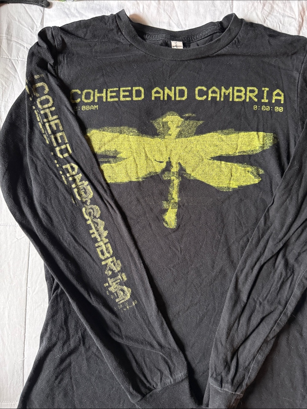 Coheed and cambria  Black Long Sleeve Tee with Yellow Dragonfly